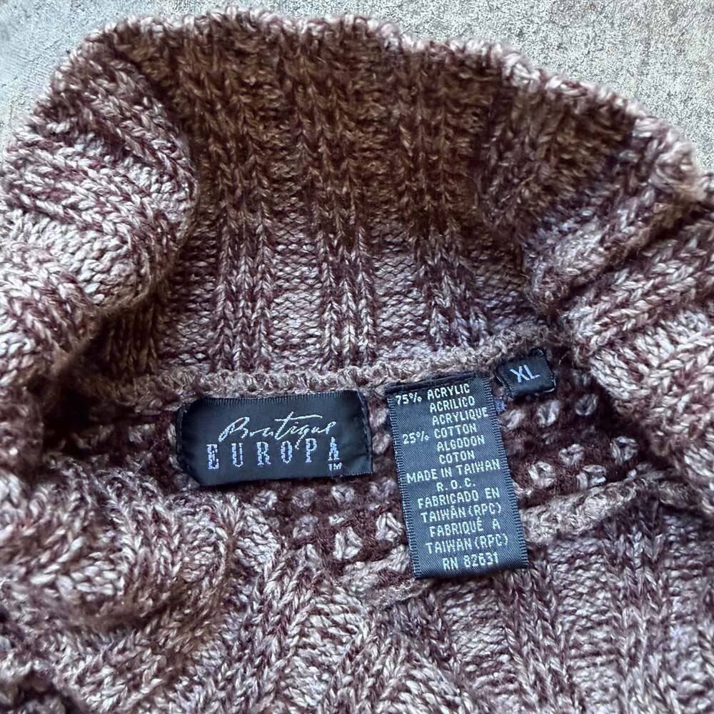 Boutique EUROPA Turtleneck Sweater Knit Pullover, Waffle Knit, Size XL - Picture 3 of 5